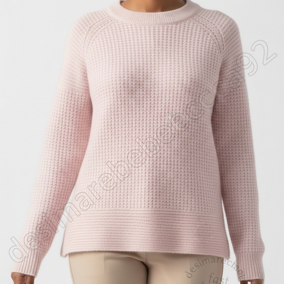 Authentic Autumn Pure Cashmere Pink Waffle Knit Sweater - Size S - Picture 11 of 14